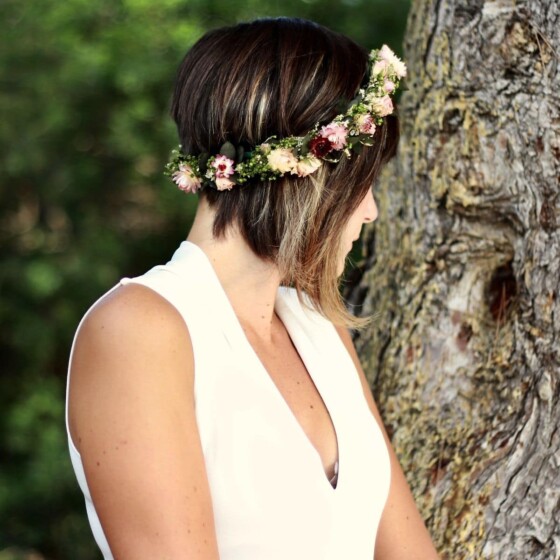 Rose: Corona con flores secas en gama de rosas - Imagen 6