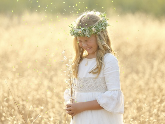corona de flores naturales y preservadas comunion